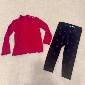 Janie and Jack 18-24 months top & pants set outfit Valentines winter baby girls